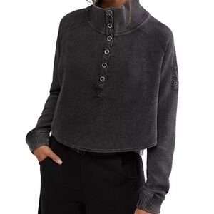 FP Movement by Free People Charcoal High-Neck Henley Sweatshirt